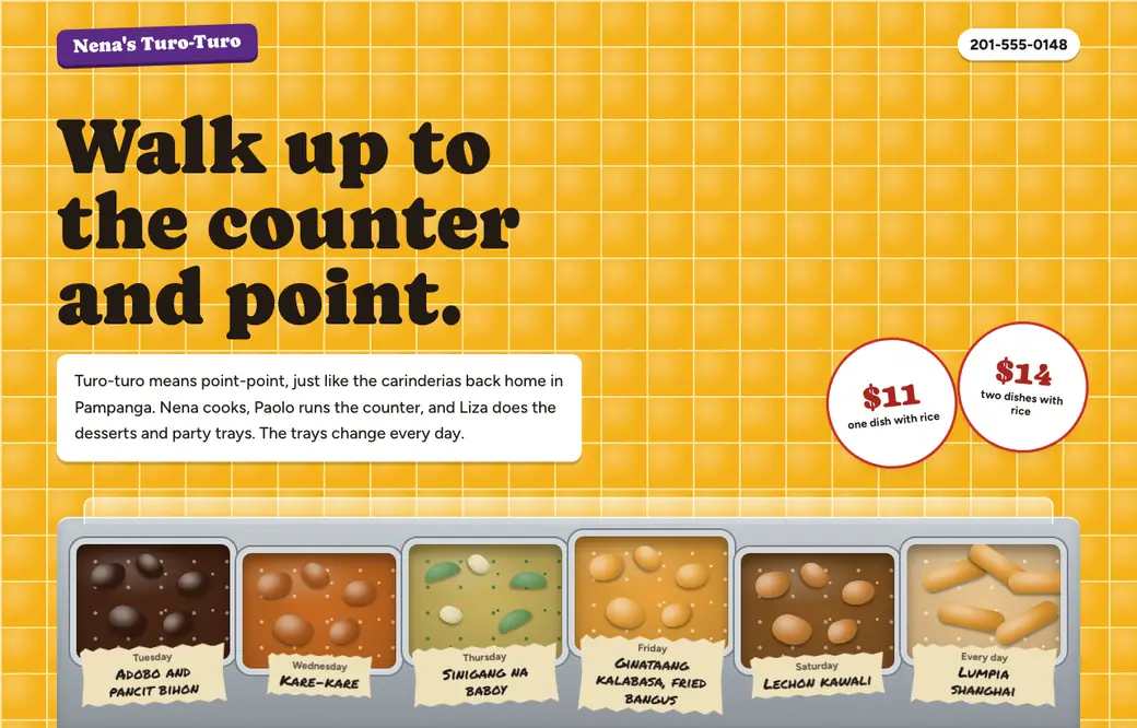 A WarmPage design for a Filipino counter