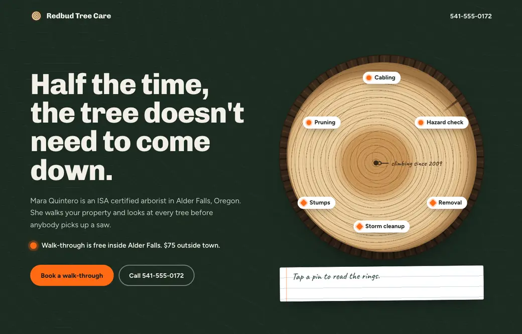 WarmPage design for a tree care